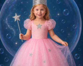 Glinda the Good Witch Costume: Pink Tutu Dress, Star Crown & Wand
