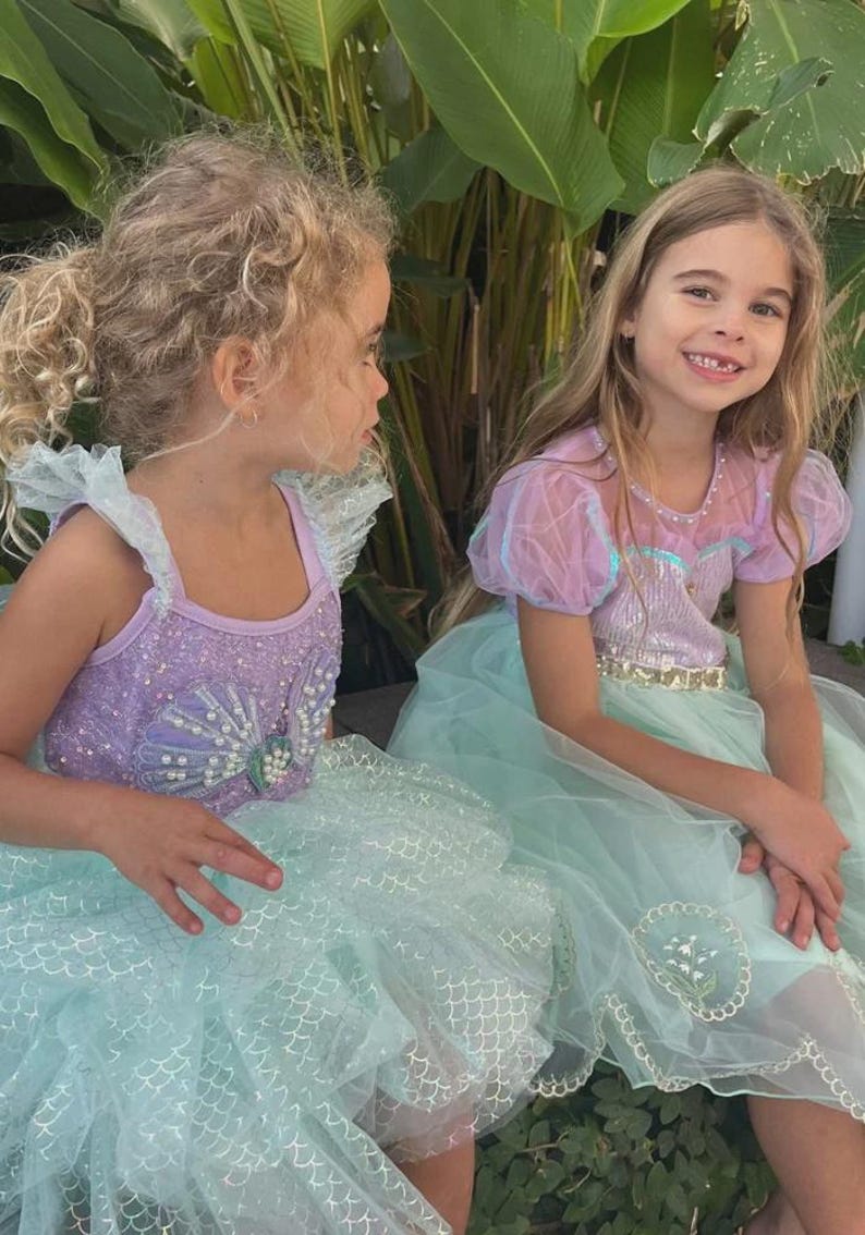 Girls Mermaid Princess Dress Girls Suspender Birthday Dress