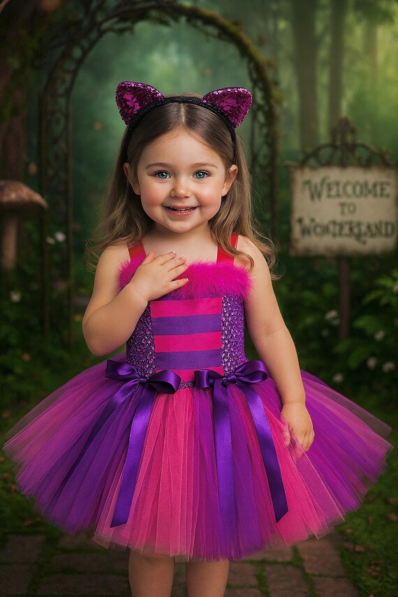 cosplay pink and purple striped dress cheshire cat