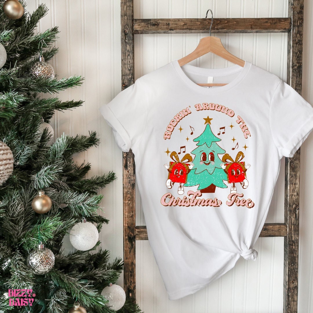 Retro Rockin' Christmas Tree Shirt, Holiday Tee - Etsy