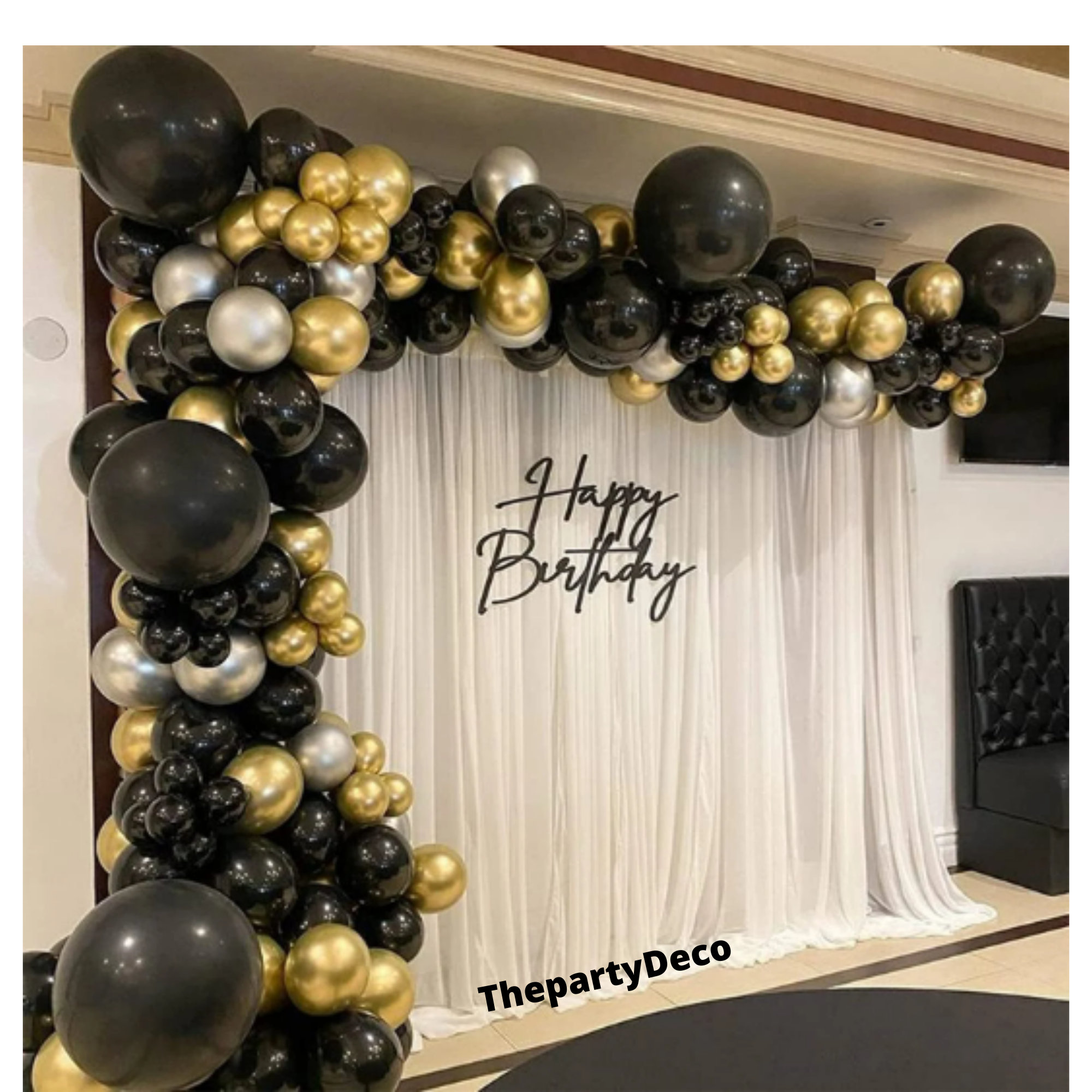 BLACK and GOLD Party Decorations Black,gold Balloons and Paper Pom Poms  30th, 40th, 50th, 60th Birthday -  Norway