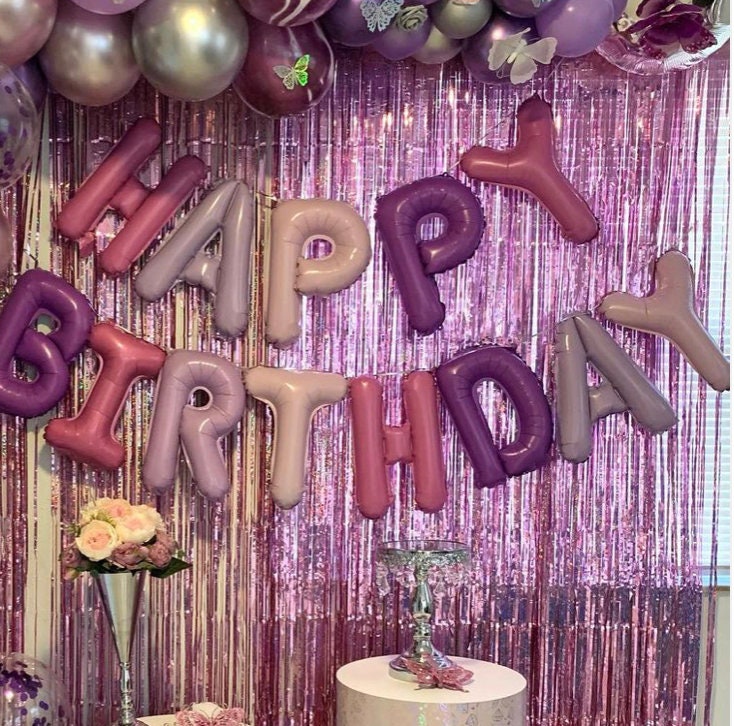 Ballon bannière violet rose joyeux anniversaire, décoration selfie fond  photo, ado, anniversaire fille -  France