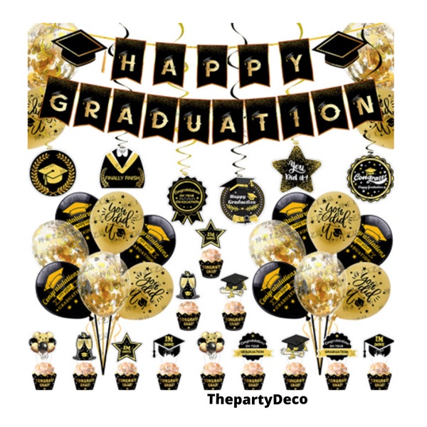 Black and Gold Graduation Party Decorations - Etsy
