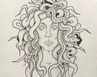 Medusa Fine Art Print Gorgan Greek Mythology Dark Art - Etsy