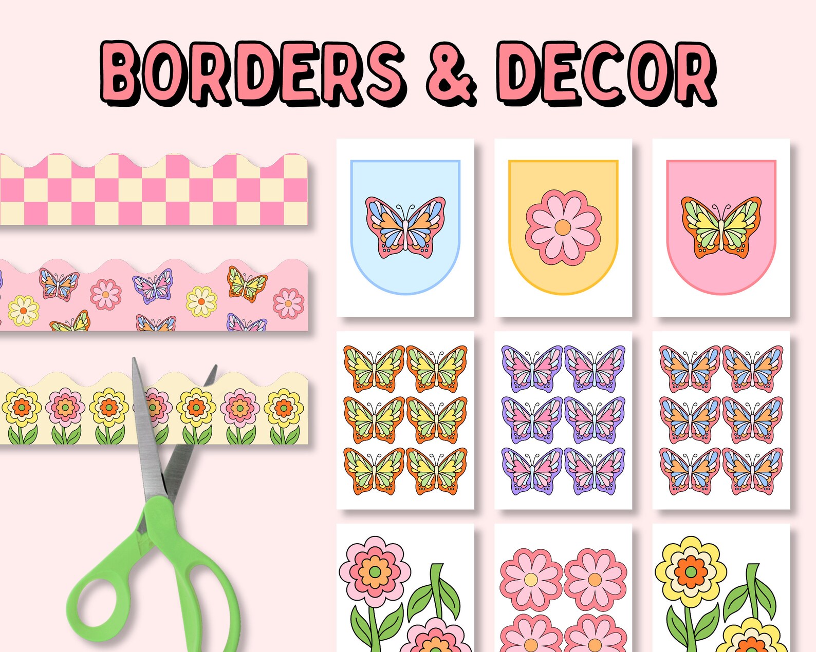Spring Butterfly Bulletin Board Kit, Retro Spring Classroom Decor, Boho ...