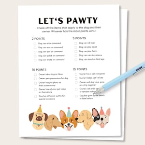 Dog Birthday Party Game, Printable Dogs First Birthday Party Game, Dog Pawty Favor, Puppy Birthday Games, Puppy First Birthday Party Decor