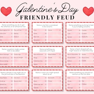 Galentines Day Friendly Feud, Galentines Day Party Game, Ladies Night Family Feud, Galentine Day Trivia, Valentine Family Feud, Ladies Night