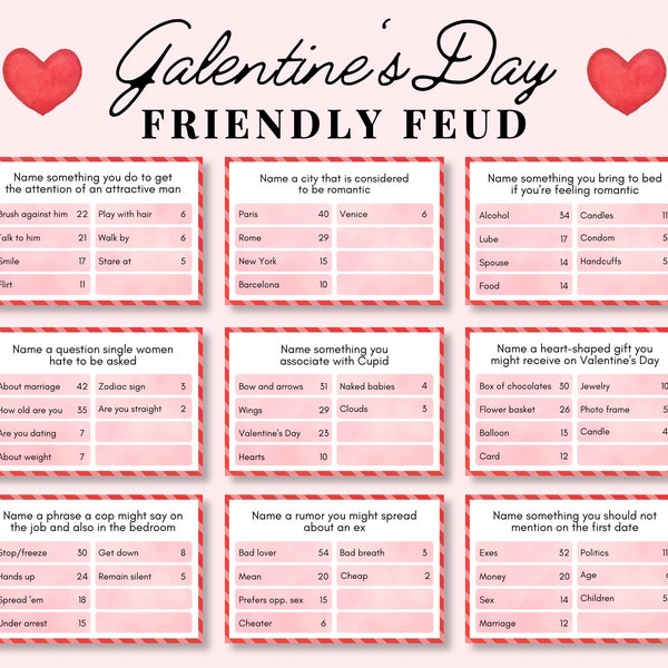 Galentines Day Freundliche Fehde, Galentines Day Party Game, Ladies Night Familienfehde, Galentine Day Trivia, Valentine Family Fehde