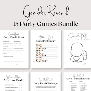 Gender Reveal Games, Minimalist Baby Games, Baby Shower Games, Gender Reveal Scavenger Hunt, Gender Reveal Family Feud,Printable Party Game image 1