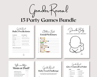 Gender Reveal Games, Minimalist Baby Games, Baby Shower Games, Gender Reveal Scavenger Hunt, Gender Reveal Family Feud,Printable Party Game