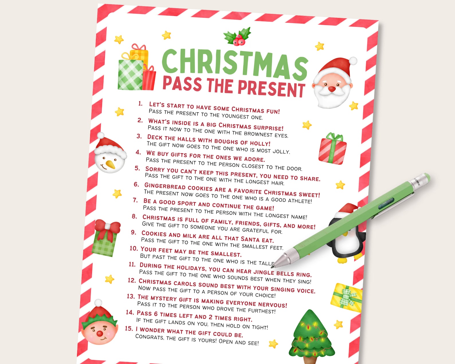 Christmas Pass the Present Game Christmas Gift Exchange Game - Etsy