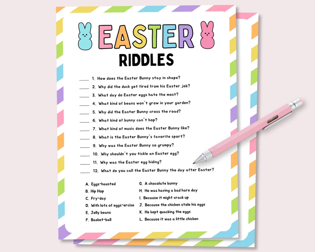 Easter Riddles for Kids, Kids Easter Game, Easter Classroom Activity
