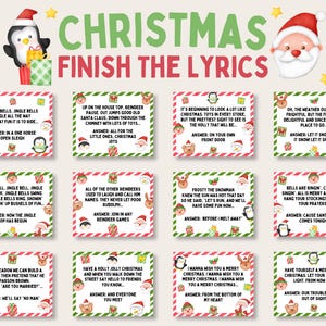 Christmas Carol Finish The Lyric Game, Christmas Song Trivia Game, Finish the Lyrics Game, Christmas Finish The Song, Christmas Party Game