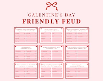 Galentines Day Friendly Feud, Valentines Day Trivia Game, Adult Valentines Day Game, Galentines Day Party Game, Valentines Family Feud Game