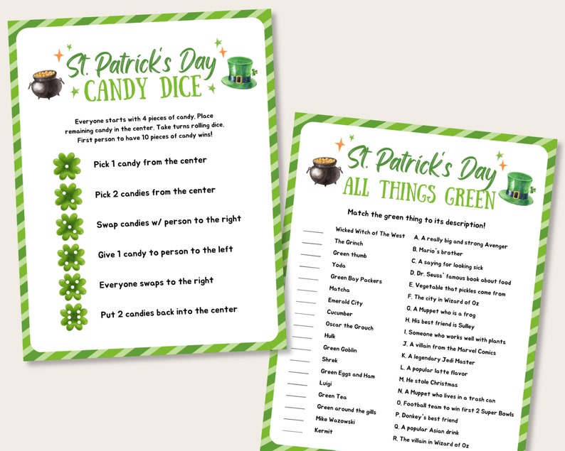 St Patrick's Day Party Game Bundle, Printable St Patricks Day Games, St Patricks Day Activity for Kids, St Pattys Day Party Games for Adults image 7