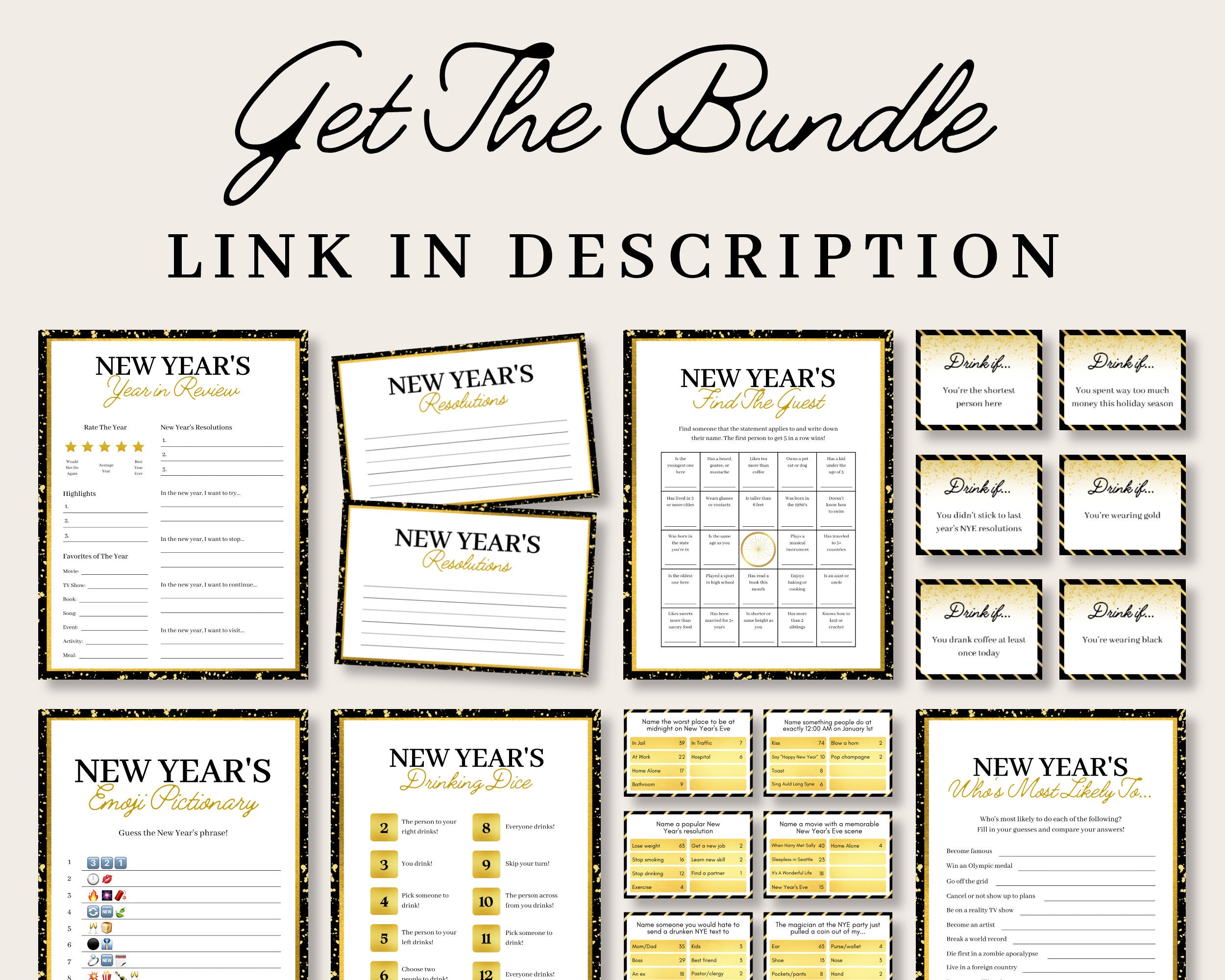 New Years Drink If Card Game New Years Eve Drinking Game New - Etsy