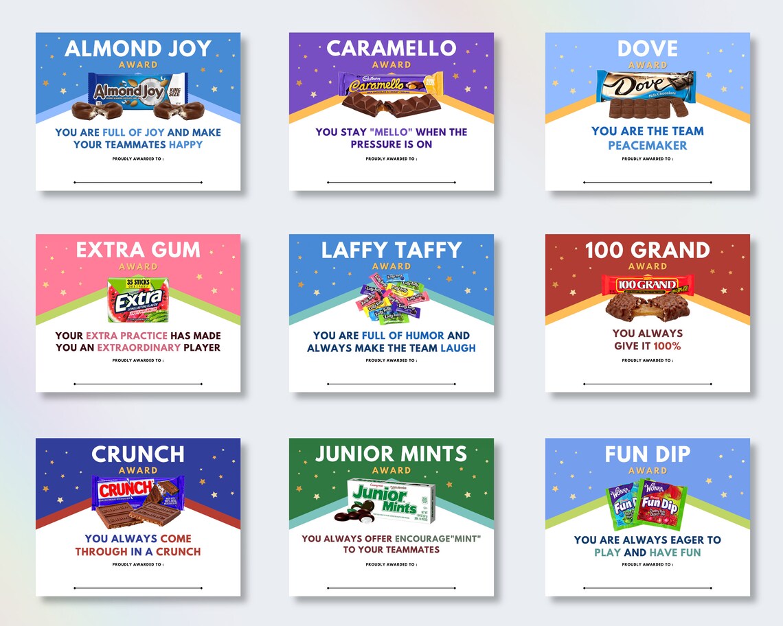 30 Sports Team Candy Bar Awards Sports Team Award Etsy