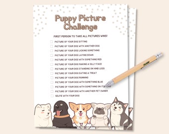 Jeu de fête d'anniversaire de chiot, chiens premier jeu de fête d'anniversaire, imprimable chien cotillons, chiot mignon 1er jeu de fête d'anniversaire, chien Pawty Decor