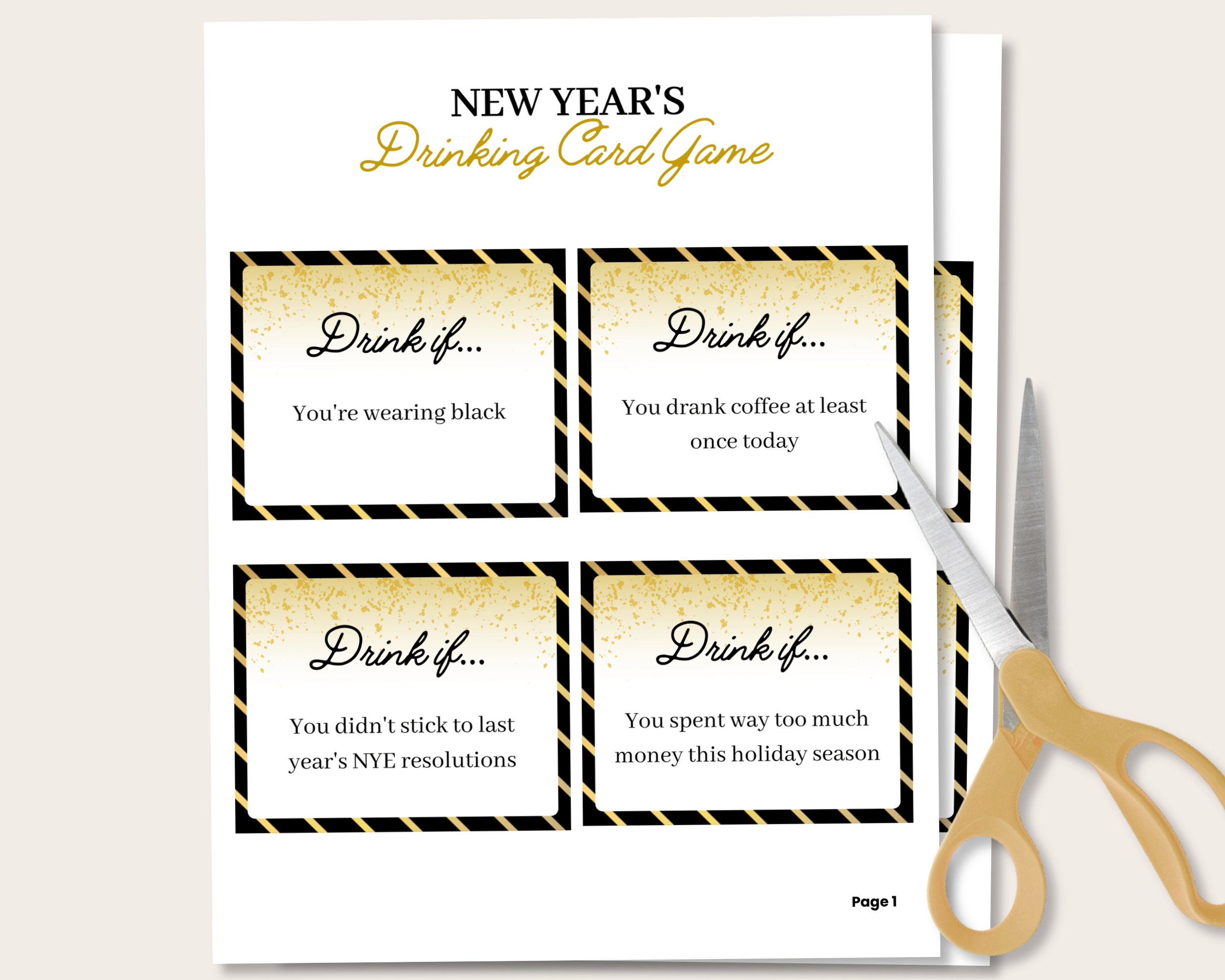 New Years Drink If Card Game New Years Eve Drinking Game New - Etsy