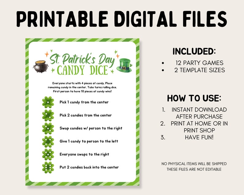 St Patrick's Day Party Game Bundle, Printable St Patricks Day Games, St Patricks Day Activity for Kids, St Pattys Day Party Games for Adults image 3