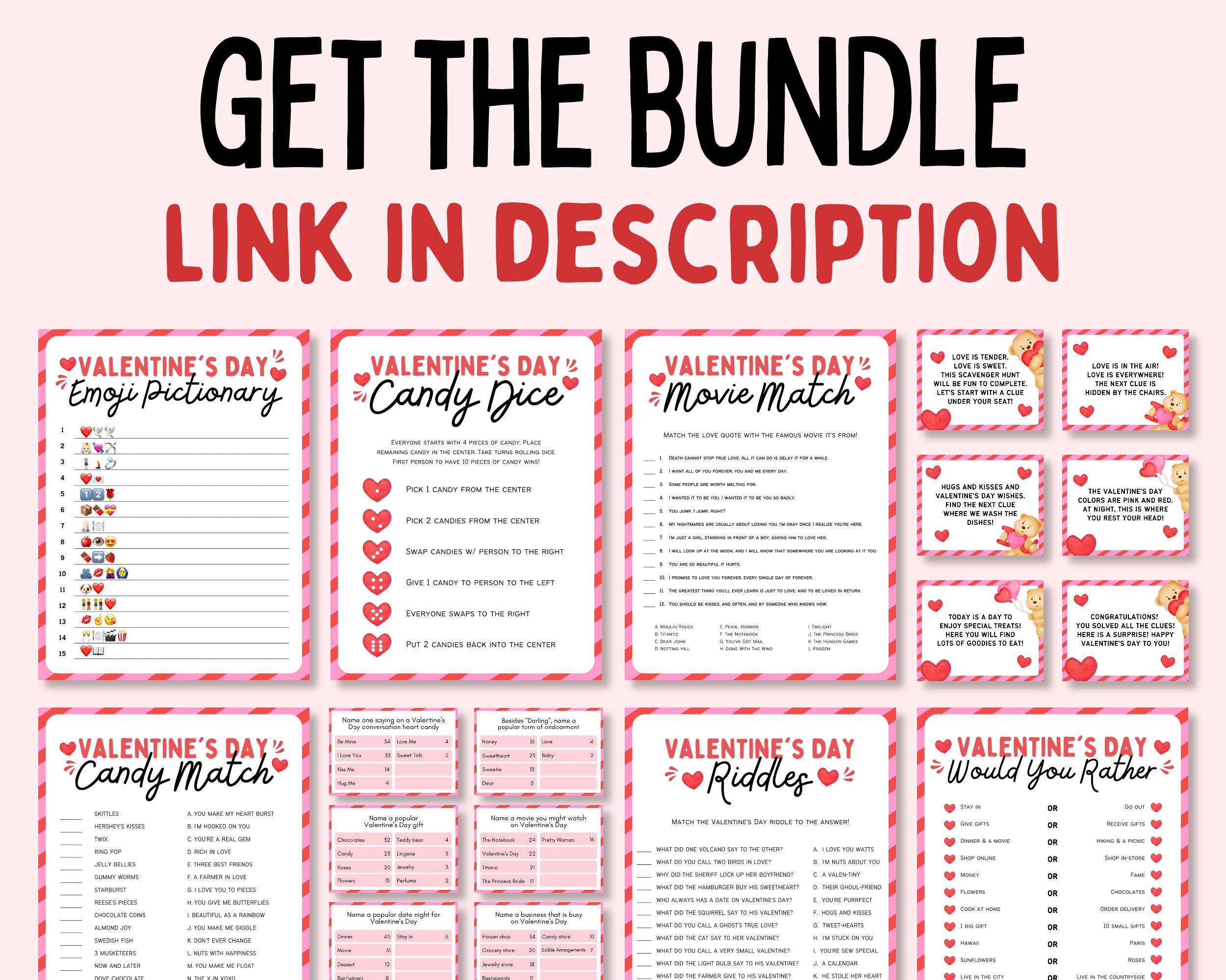 Valentines Day Riddles Quiz, Valentines Day Party Game, Valentines Day ...