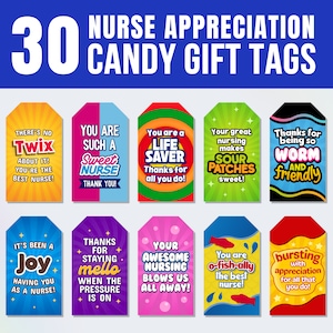 Nurse Appreciation Candy Bar Gift Tags, Thank You Nurse Gift Tag, Candy Gift Tag for Nurse Thank You Gift, Happy Nurse Week Appreciation Tag