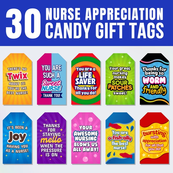 Nurse Appreciation Candy Bar Gift Tags, Thank You Nurse Gift Tag, Candy Gift Tag for Nurse Thank You Gift, Happy Nurse Week Appreciation Tag