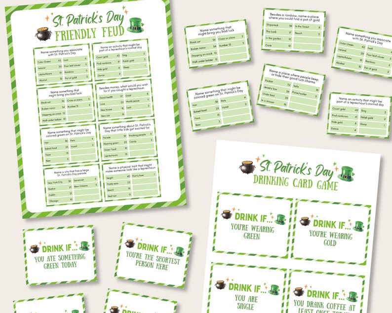 St Patrick's Day Party Game Bundle, Printable St Patricks Day Games, St Patricks Day Activity for Kids, St Pattys Day Party Games for Adults image 4