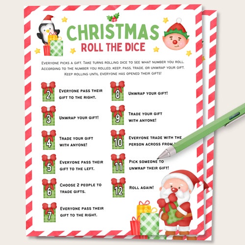 Christmas Gift Exchange Dice Game Printable Game Christmas - Etsy Canada