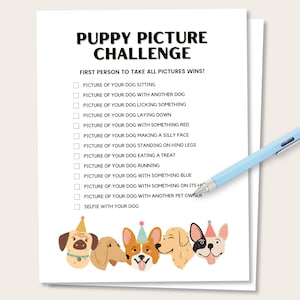 Printable Dog Birthday Party Game, Puppy Picture Challenge, Dog First Birthday Games, Puppy Shower Games, Puppy First Birthday Party Favor