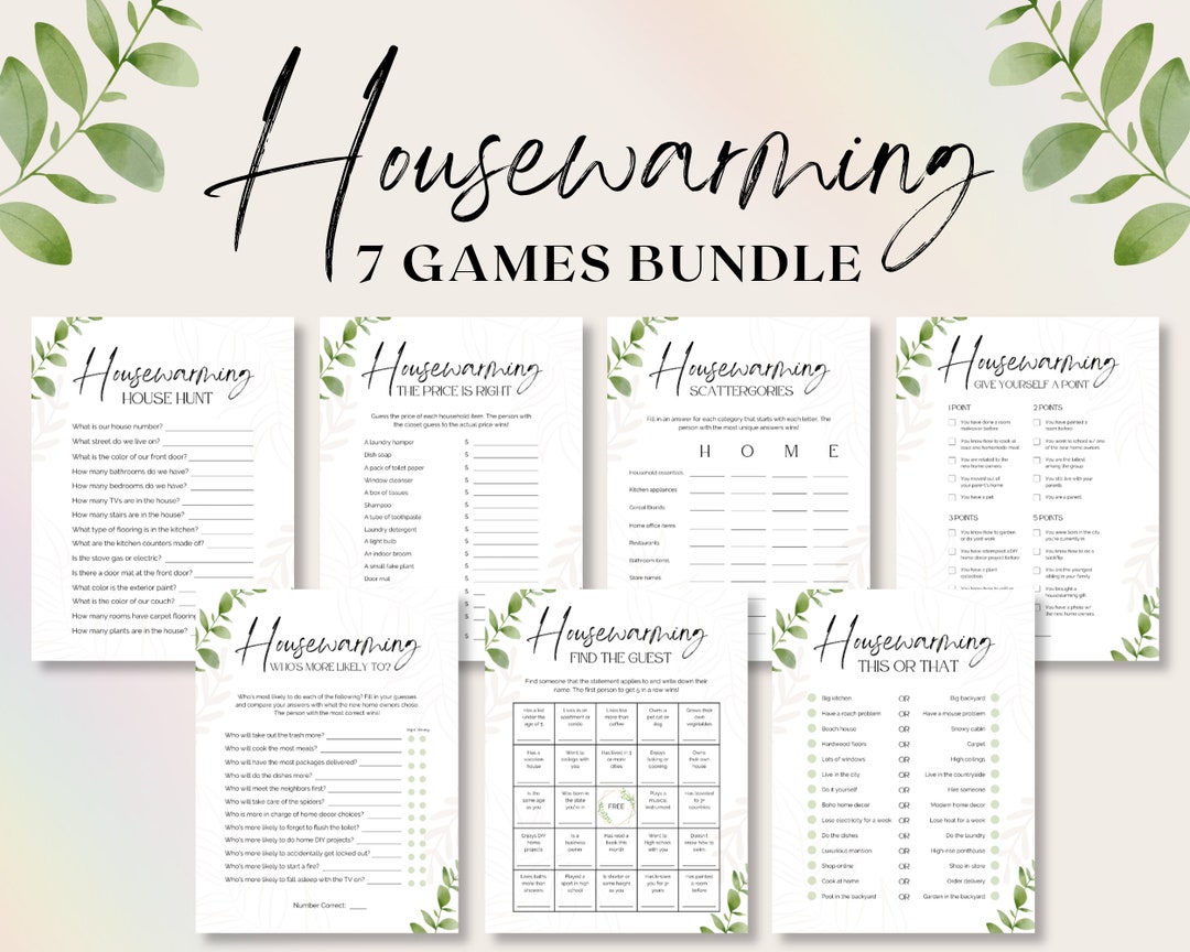 Housewarming Games Bundle, Housewarming Party Games, New Home Warming
