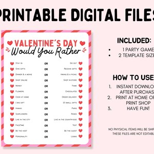 Valentines Day Would You Rather Game, Valentines Day This or That Game ...