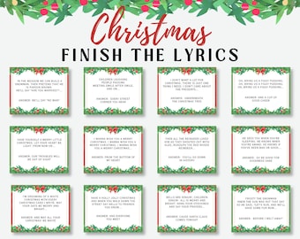 Christmas Song Finish The Lyrics Game, Christmas Finish The Song, Christmas Carol Trivia Game, Finish the Lyrics Game, Christmas Party Game