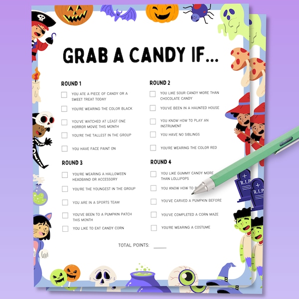 Halloween Grab Candy If Game, Halloween Party Game, Halloween Printable Game, Halloween Game for Kids, Halloween Activity, Halloween Candy