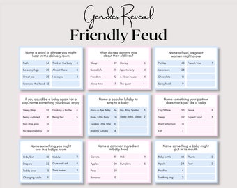 Gender Reveal Freundliche Fehde, Gender Reveal Spiele, Baby Shower Familienfehde, minimalistische Babyspiele, Gender Baby Party Aktivität, druckbares Spiel