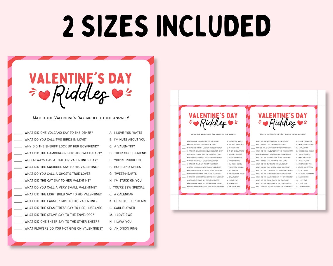 Valentines Riddles Valentines Day Riddles Quiz, Valentines Day Party Game, Valentines Day ...