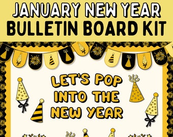 New Years Bulletin Board Kit, New Year January Bulletin Board Decor Printable, New Years Classroom Decor Bundle, New Years Classroom Decor