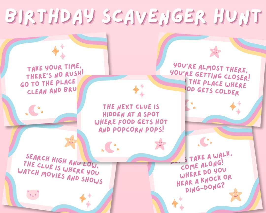 Girl Birthday Scavenger Hunt, Party Scavenger Hunt for Kids, Teen ...