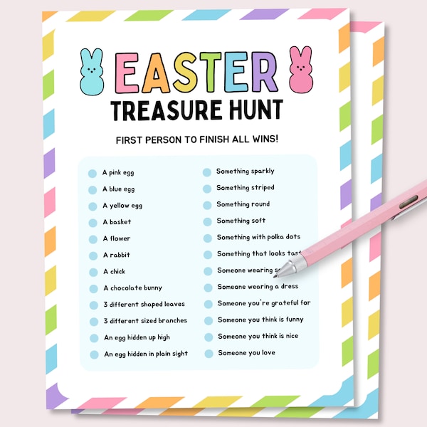 Easter Treasure Hunt, Outdoor Easter Treasure Hunt, Easter Scavenger Hunt for Kids, Easter Egg Hunt, Easter Game for Kids, Easter Party Game