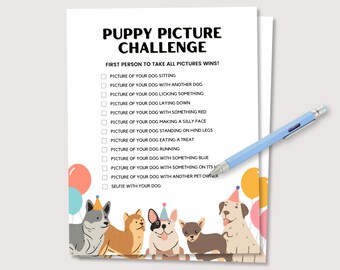 Chiot premier jeu de fête d'anniversaire, jeux imprimables de fête d'anniversaire de chien, jeux de douche de chiot, jeu imprimable de partie de chien, faveurs de fête d'anniversaire de chien