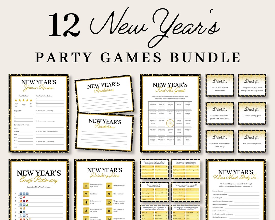 New Years Party Game Bundle, New Years Eve Party Games, Holiday Party