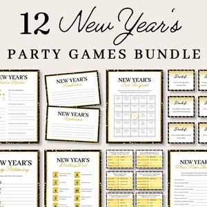 New Years Party Game Bundle, New Years Eve Party Games, Holiday Party Games, New Years Game Bundle, New Year Activity Printable, NYE Party