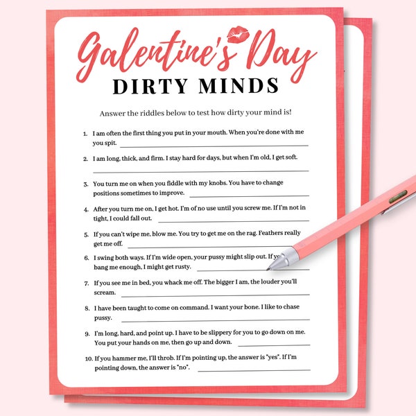 Galentines Day Dirty Minds Game, Galentines Day Party Game for Adults, Galentines Day Dirty Riddles Game, Dirty Minds, Ladies Night Games