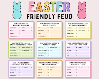 Easter Family Feud Game, Easter Trivia Feud, Easter Friendly Feud, Easter Trivia Game Night, Easter Party Game, Printable Easter Family Game