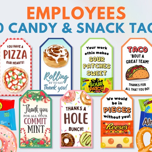 25 Employee Candy Bar Gift Tags Employee Appreciation Tag Etsy