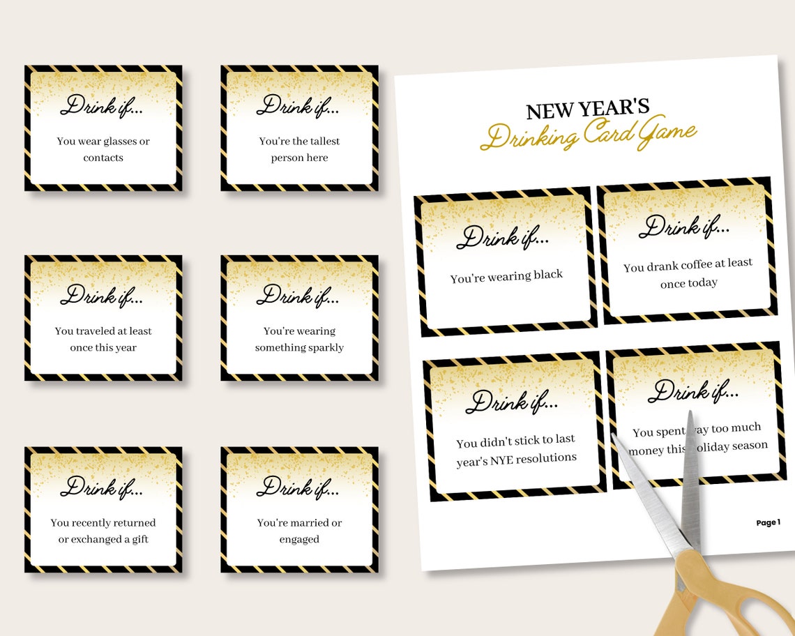 New Years Drink If Card Game New Years Eve Drinking Game New - Etsy