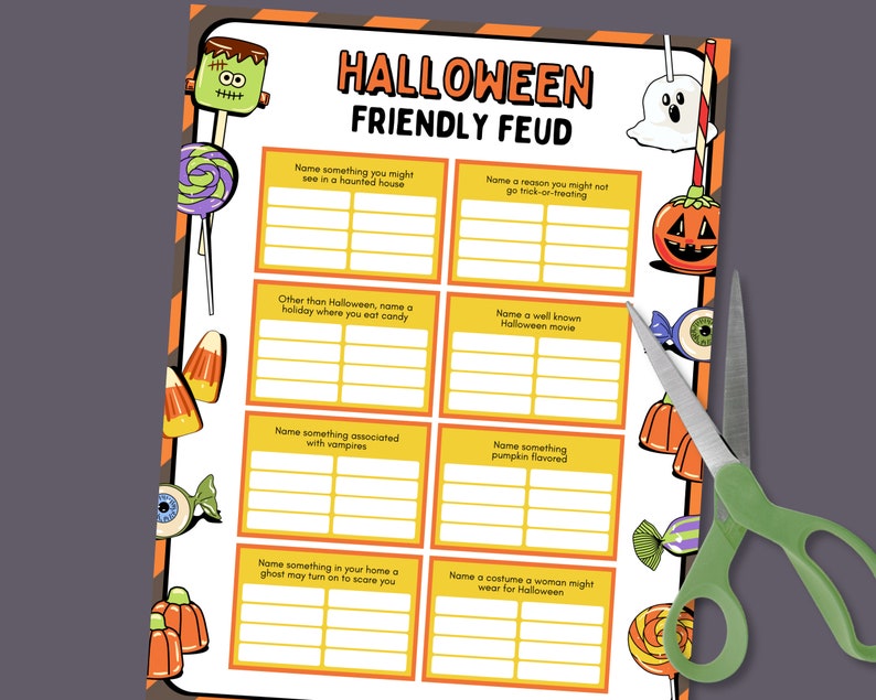 Halloween Family Feud Game, Halloween Family Game, Halloween Activity