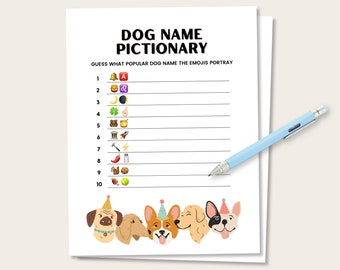 Dog Name Pictionary, Dog Birthday Party Game, Printable Dog Party Game, Dog Name Emoji Pictionary, Dog Birthday Party Favor, Dog Name Quiz
