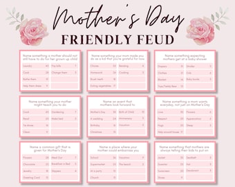 Mothers Day Friendly Feud, Mothers Day Trivia Game, Mothers Day Family Feud, Mothers Day Trivia Quiz, Printable Mothers Day Party Game
