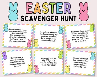 Kids Easter Scavenger Hunt, Indoor Easter Scavenger Hunt, Kids Easter Treasure Hunt, Kids Easter Egg Hunt Clues, Easter Scavenger Hunt Clues